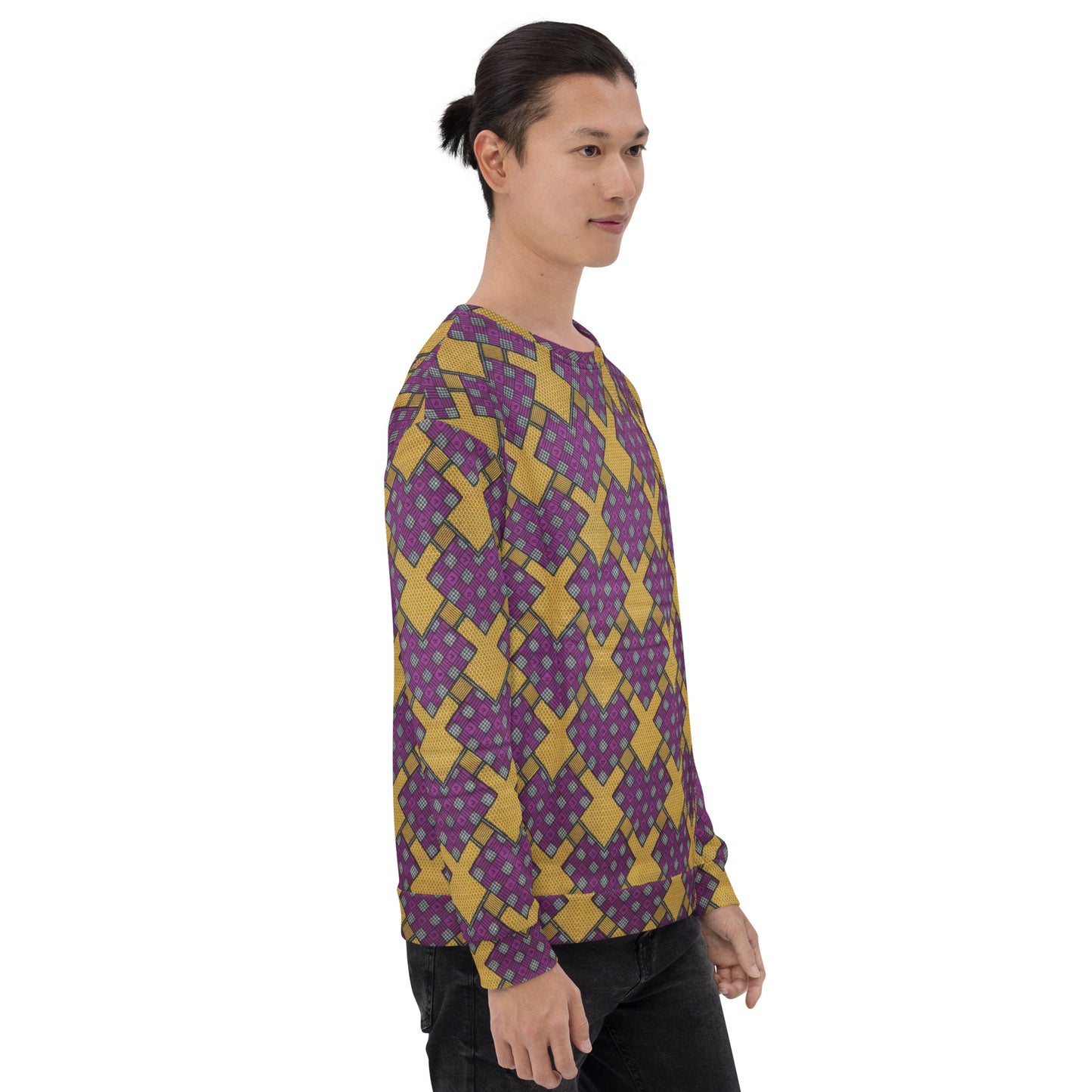 Purple Yellow Shapes Ankara Unisex Sweatshirt