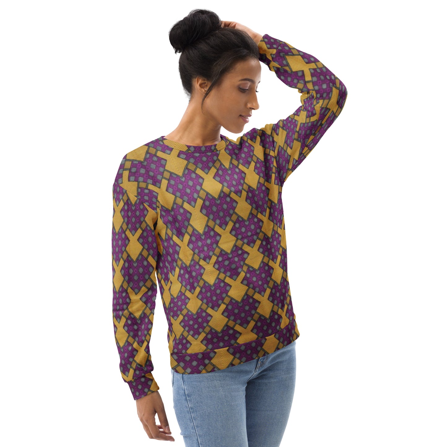 Purple Yellow Shapes Ankara Unisex Sweatshirt