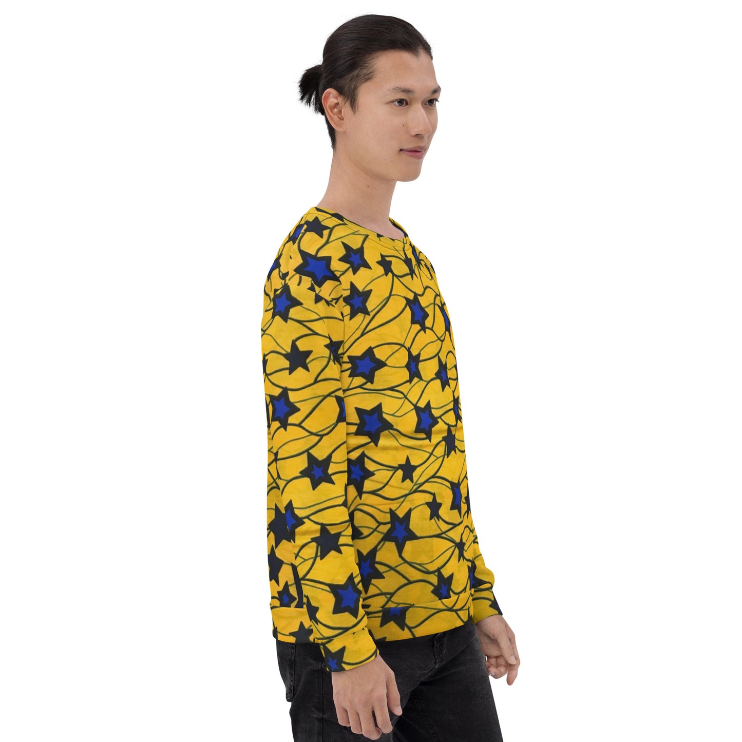 Yellow Blue Star Ankara Unisex Sweatshirt