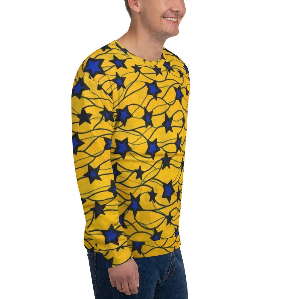 Yellow Blue Star Ankara Unisex Sweatshirt