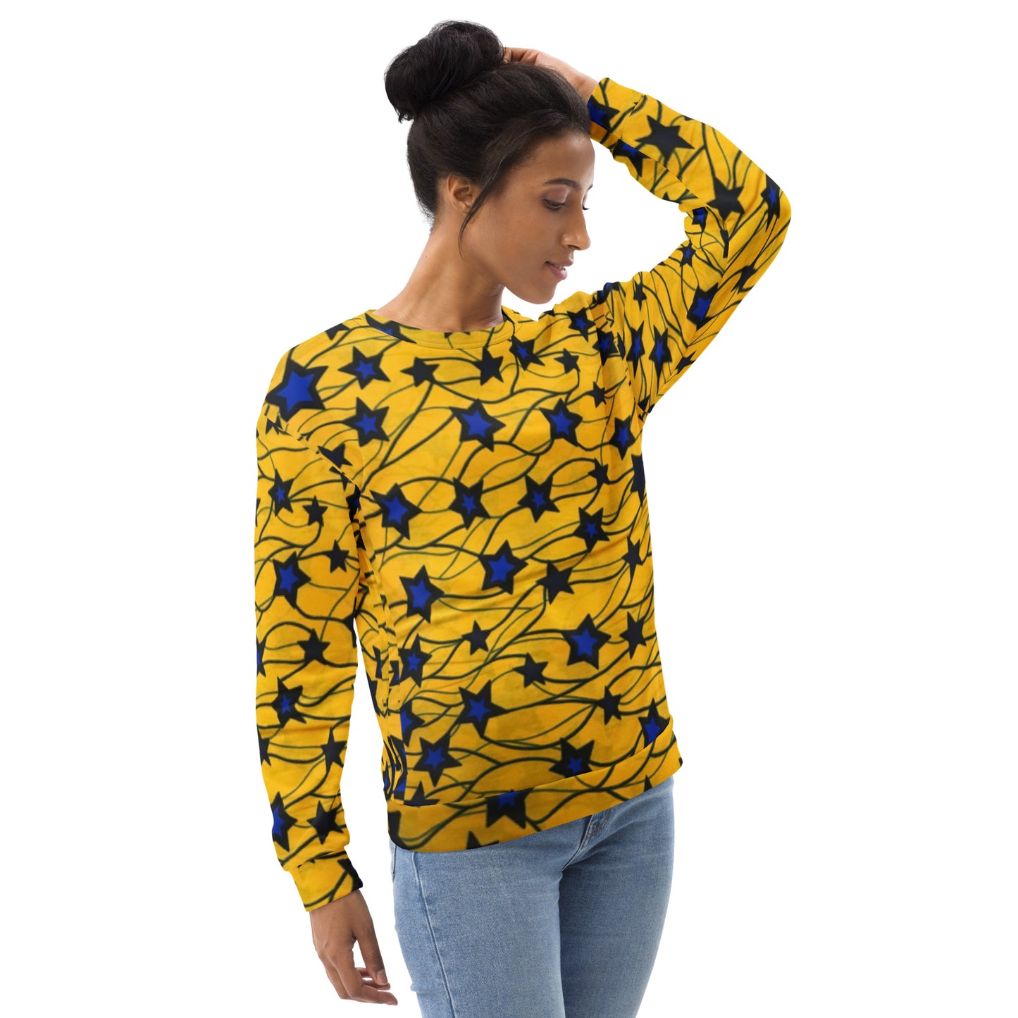 Yellow Blue Star Ankara Unisex Sweatshirt