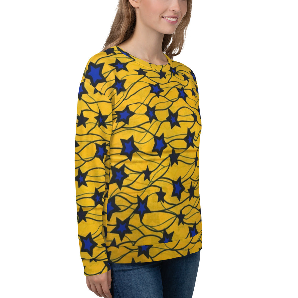 Yellow Blue Star Ankara Unisex Sweatshirt