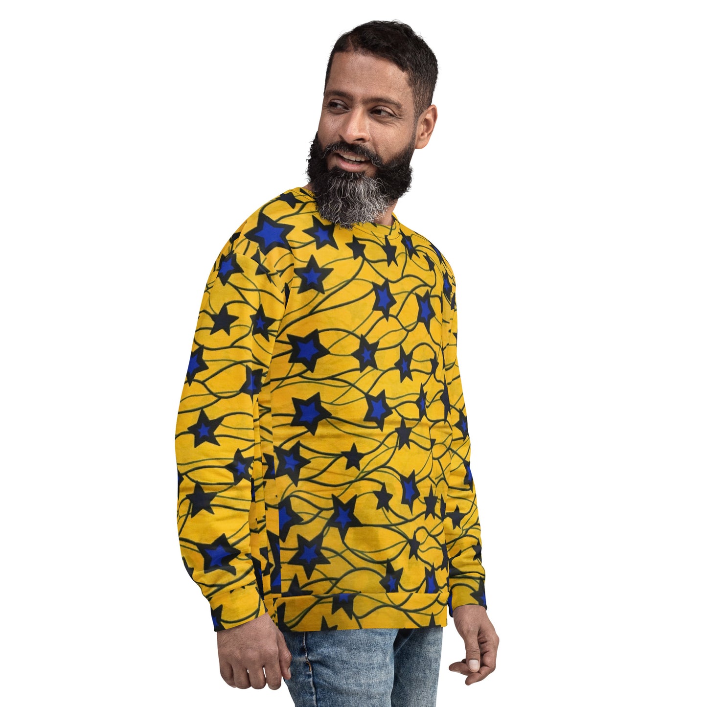 Yellow Blue Star Ankara Unisex Sweatshirt