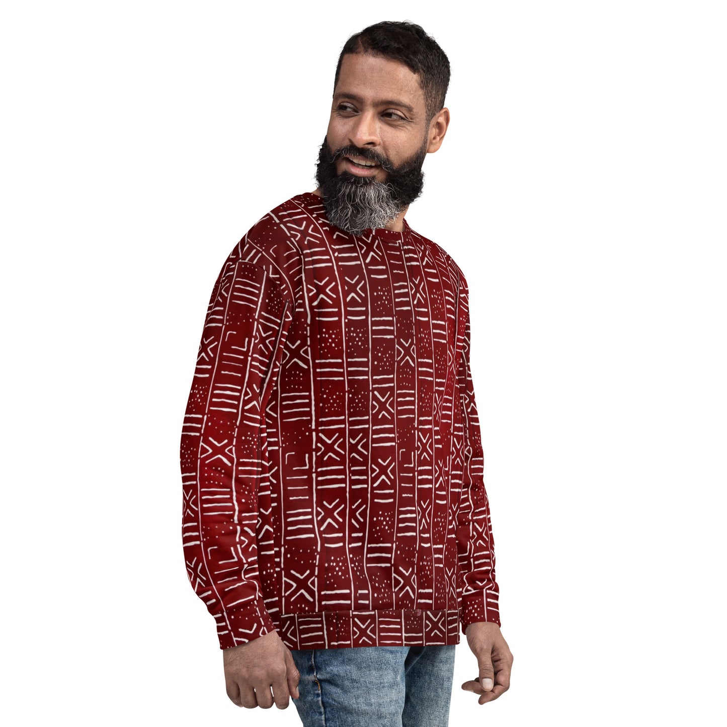 Red White African Print Ankara Unisex Sweatshirt