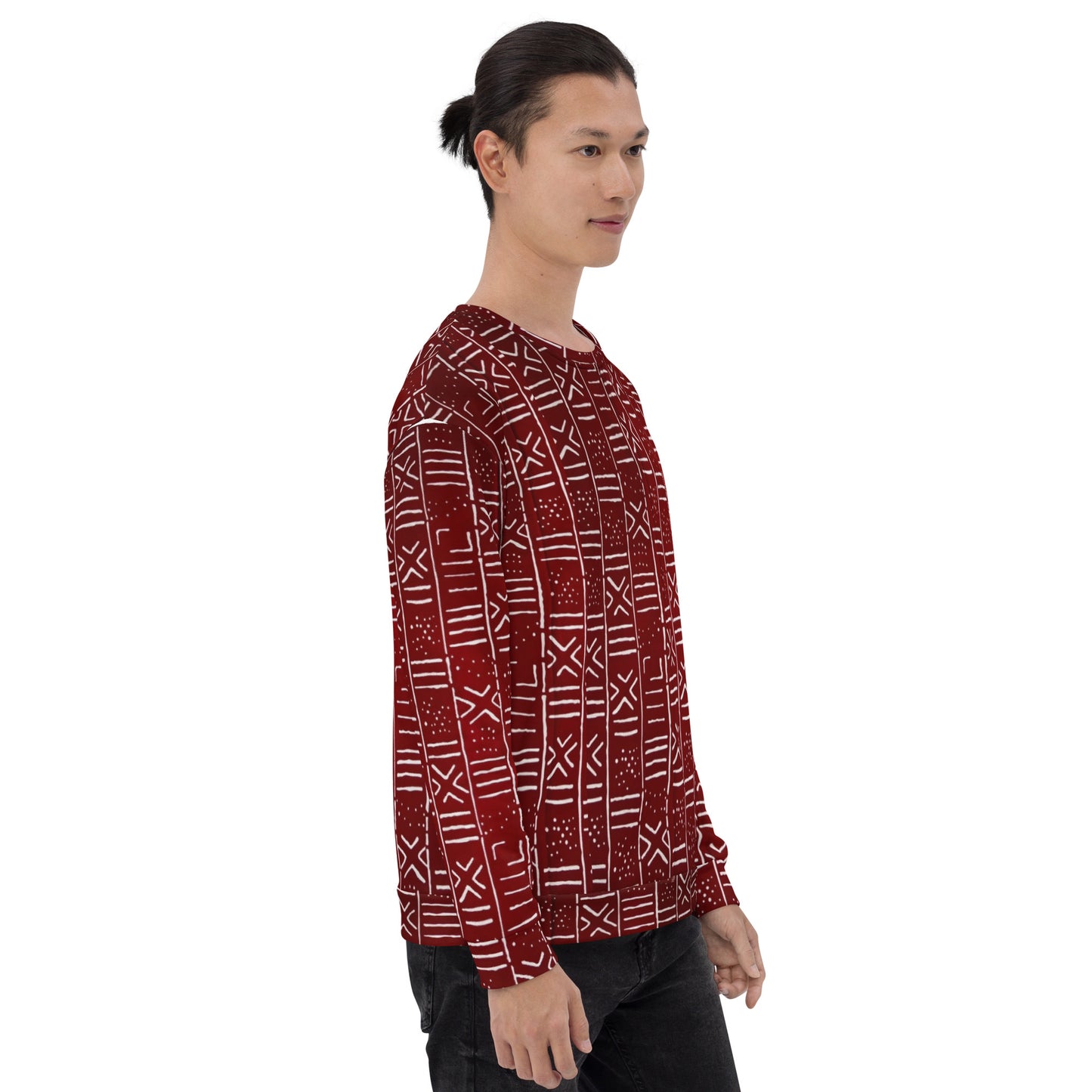 Red White African Print Ankara Unisex Sweatshirt