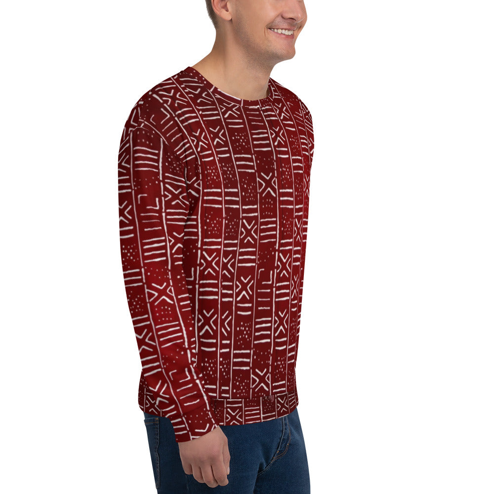 Red White African Print Ankara Unisex Sweatshirt