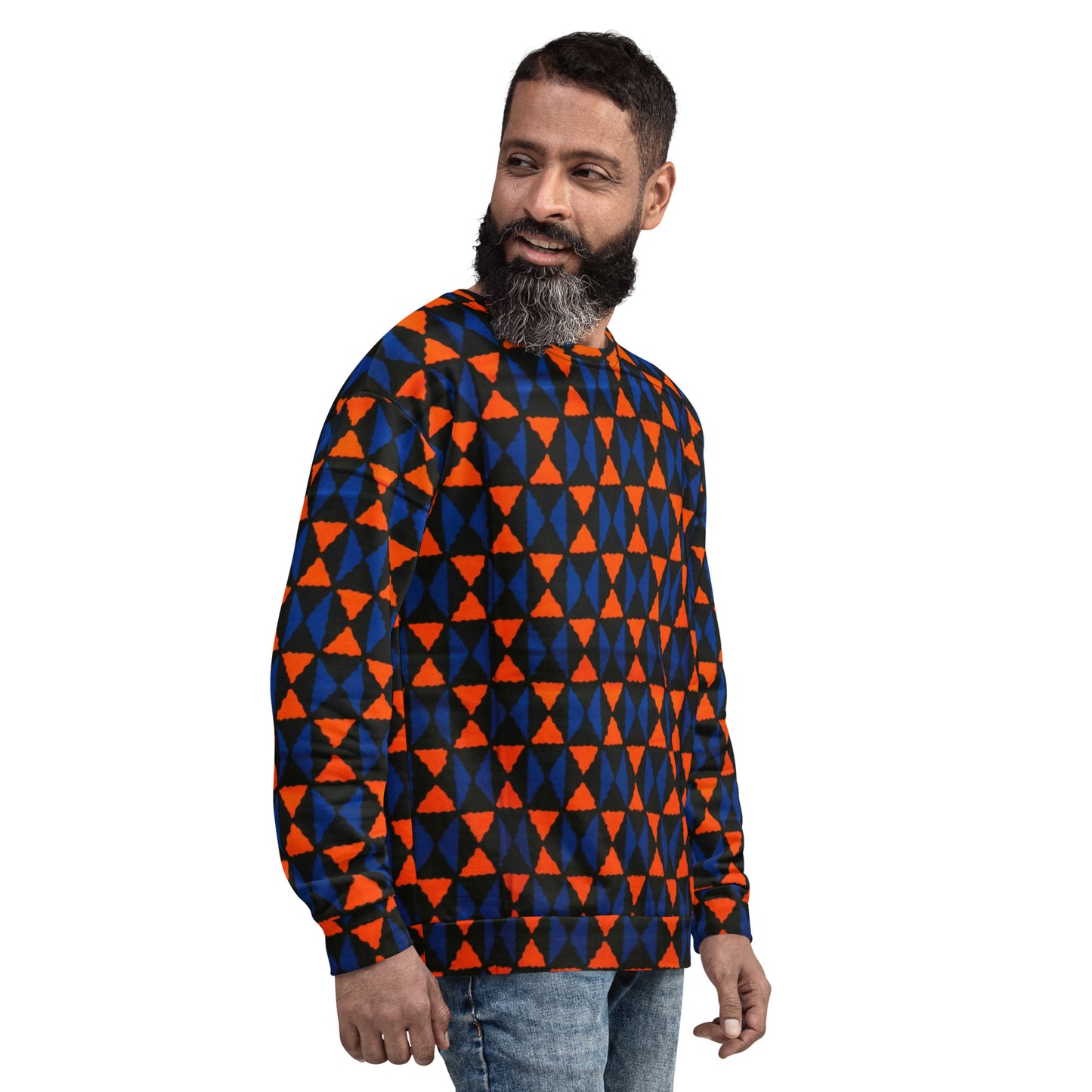 Orange Blue Triangle Ankara Unisex Sweatshirt