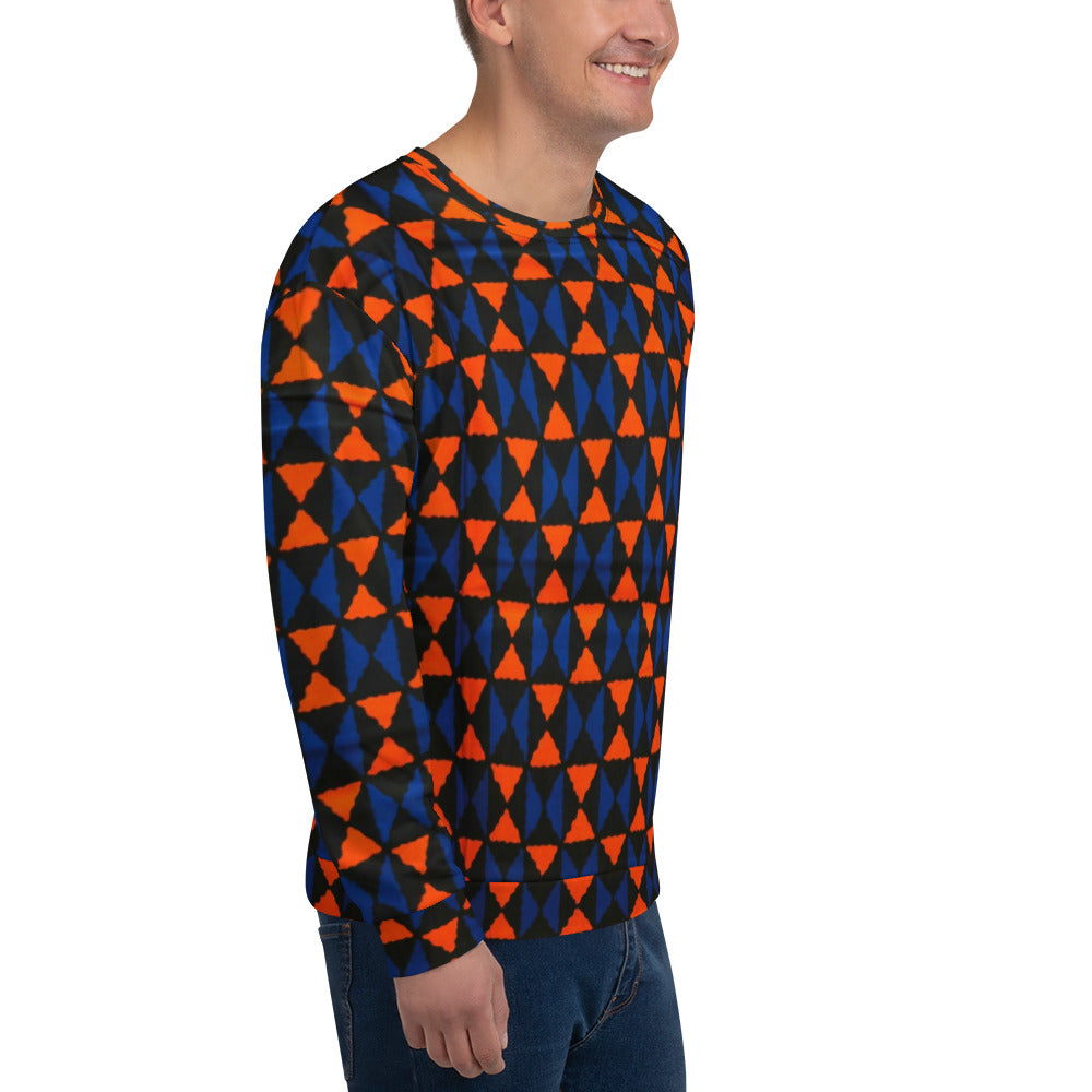 Orange Blue Triangle Ankara Unisex Sweatshirt