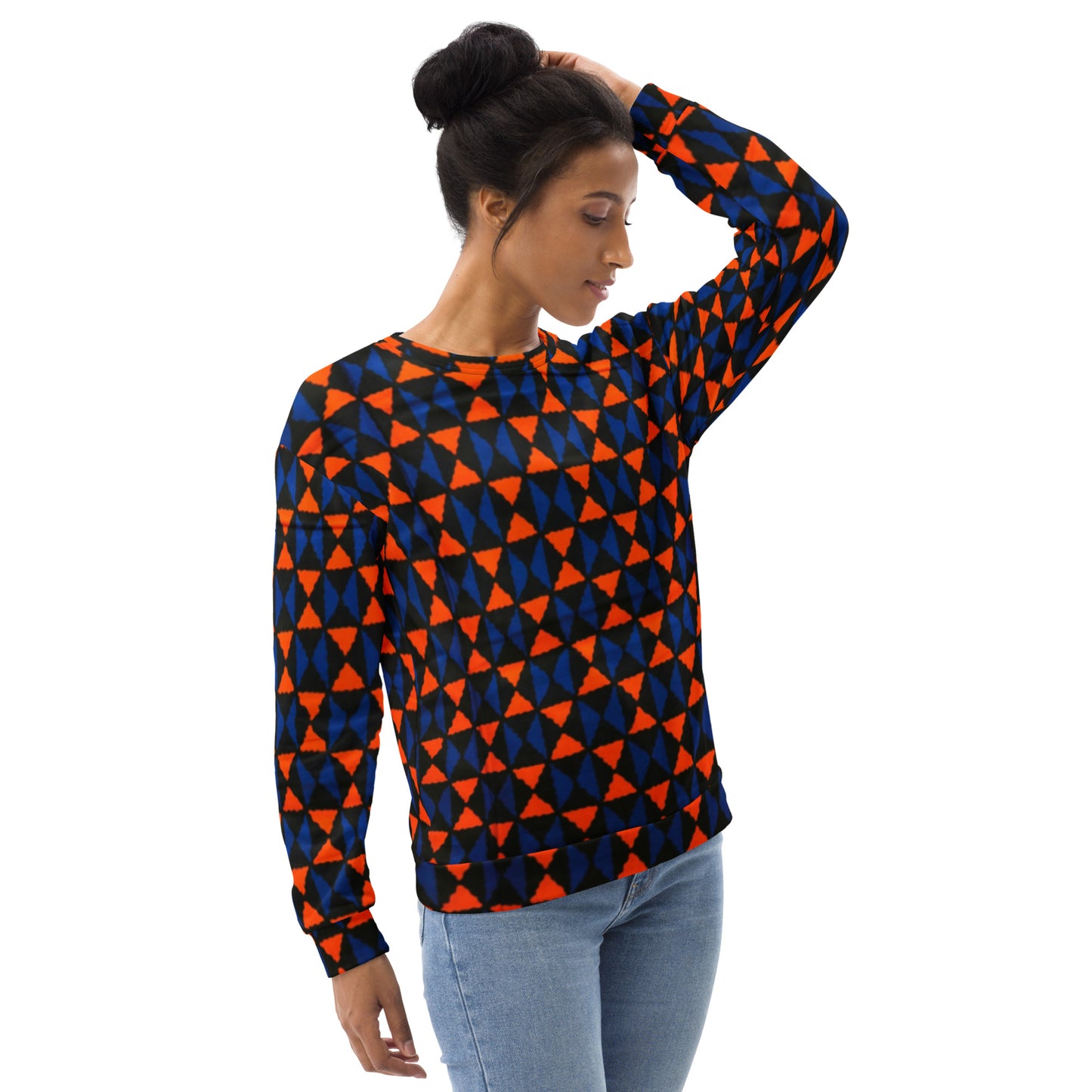 Orange Blue Triangle Ankara Unisex Sweatshirt