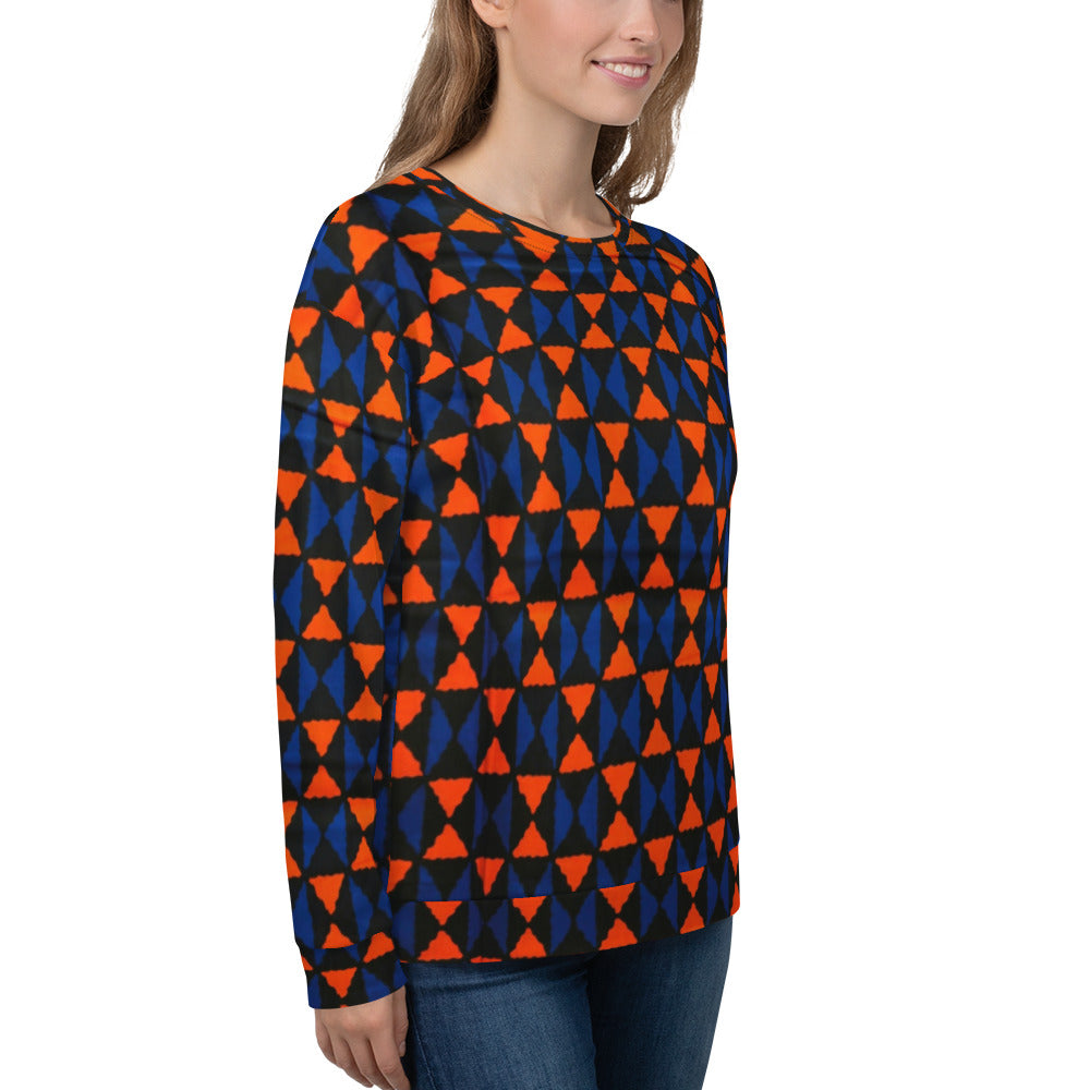 Orange Blue Triangle Ankara Unisex Sweatshirt