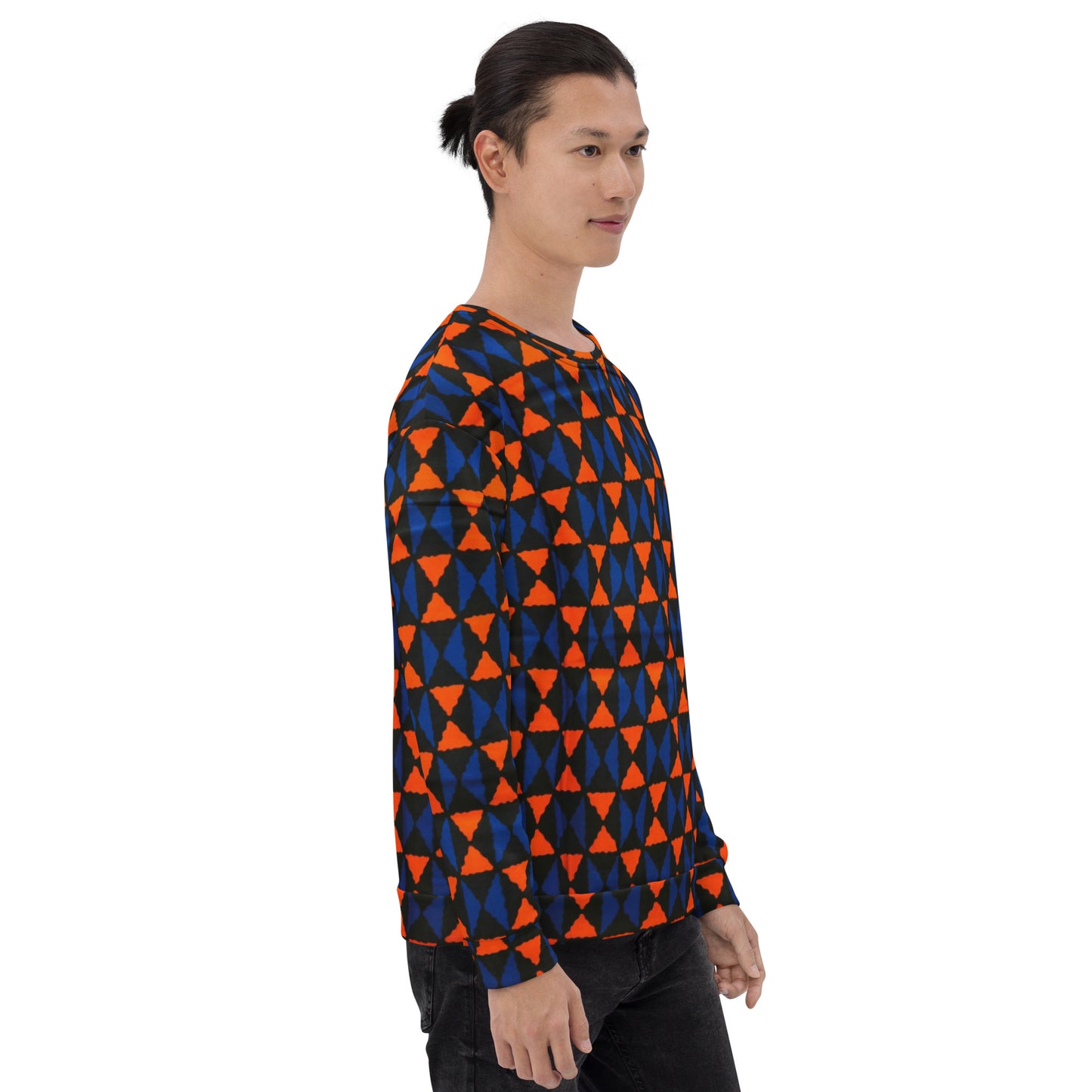 Orange Blue Triangle Ankara Unisex Sweatshirt