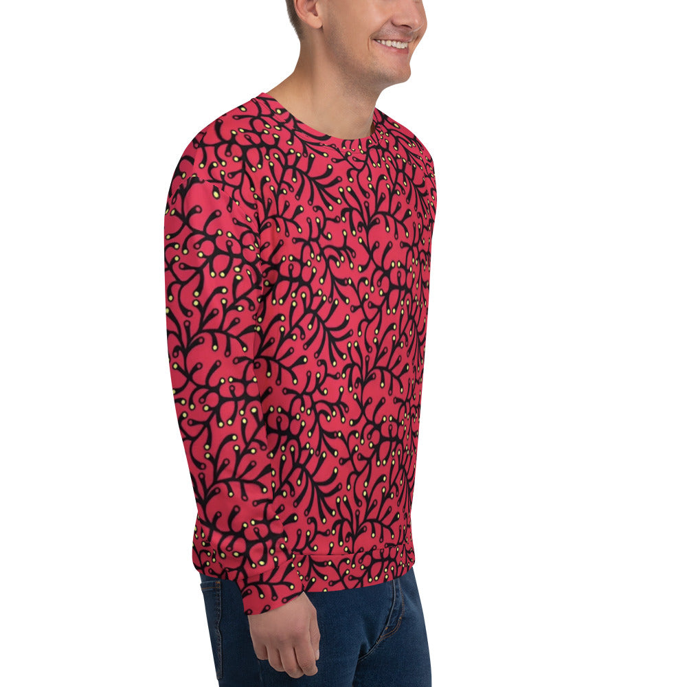 Red Yellow Polka Dot Ankara Unisex Sweatshirt