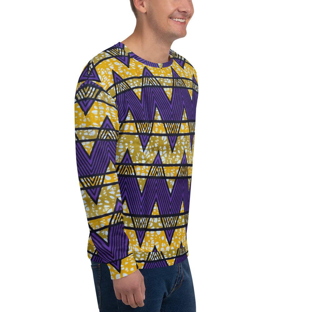 Purple Yellow Kente Ankara Unisex Sweatshirt