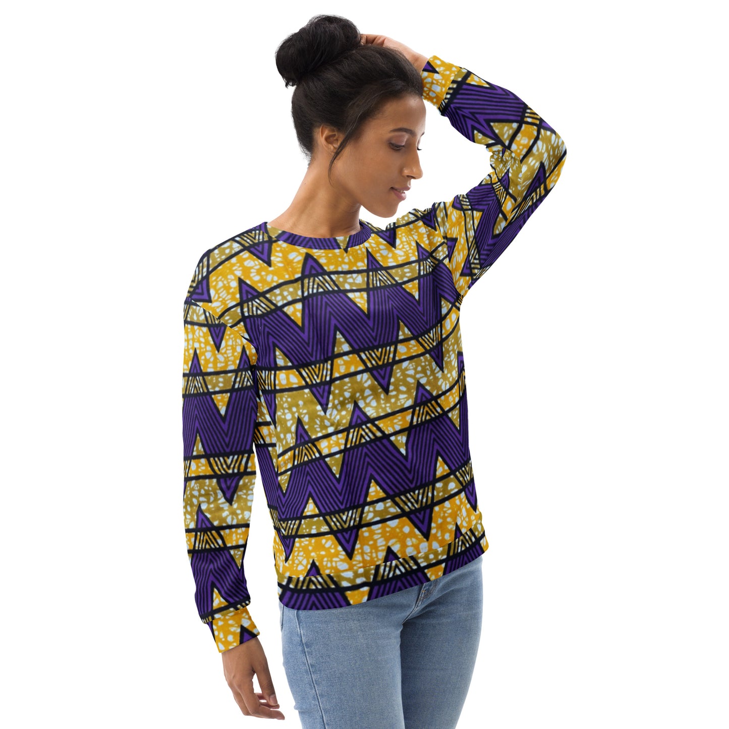 Purple Yellow Kente Ankara Unisex Sweatshirt