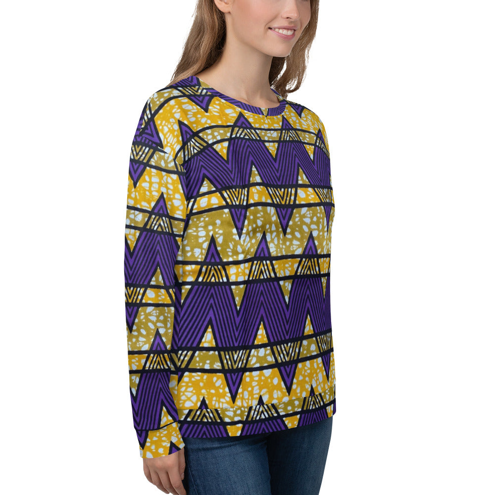 Purple Yellow Kente Ankara Unisex Sweatshirt