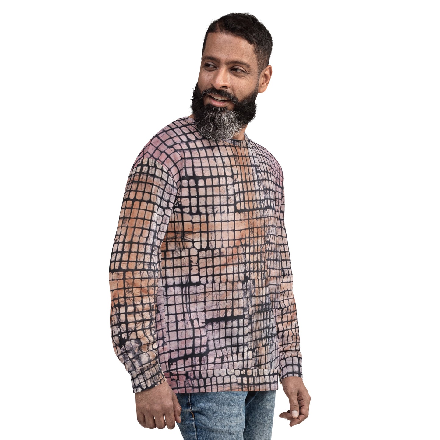 Pink Checked Adire Unisex Sweatshirt