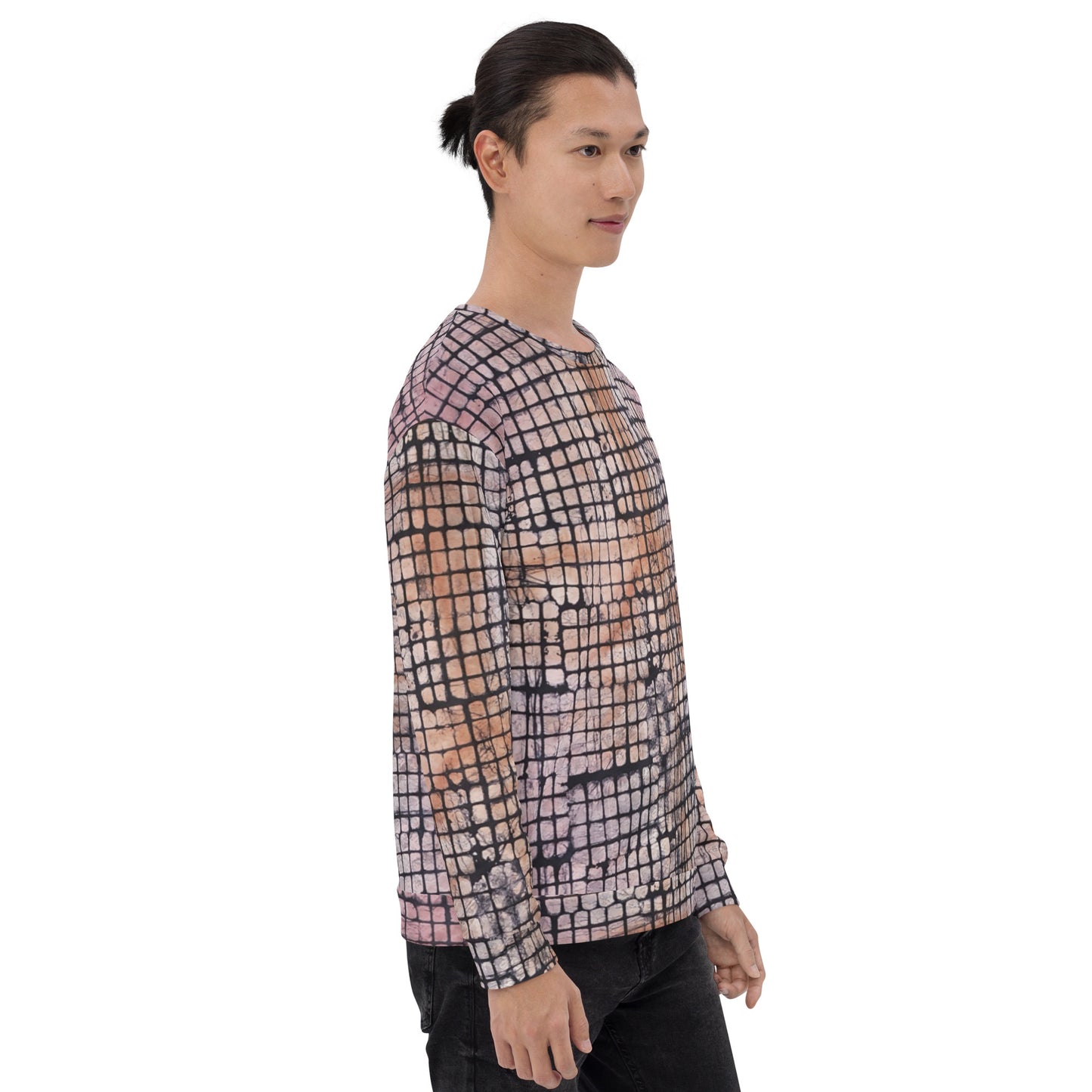 Pink Checked Adire Unisex Sweatshirt