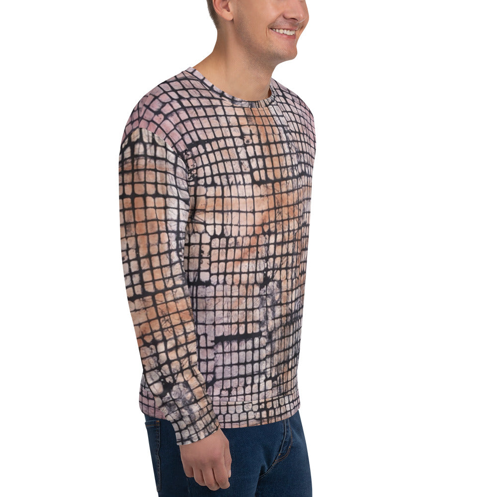 Pink Checked Adire Unisex Sweatshirt