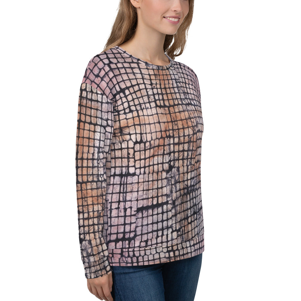 Pink Checked Adire Unisex Sweatshirt