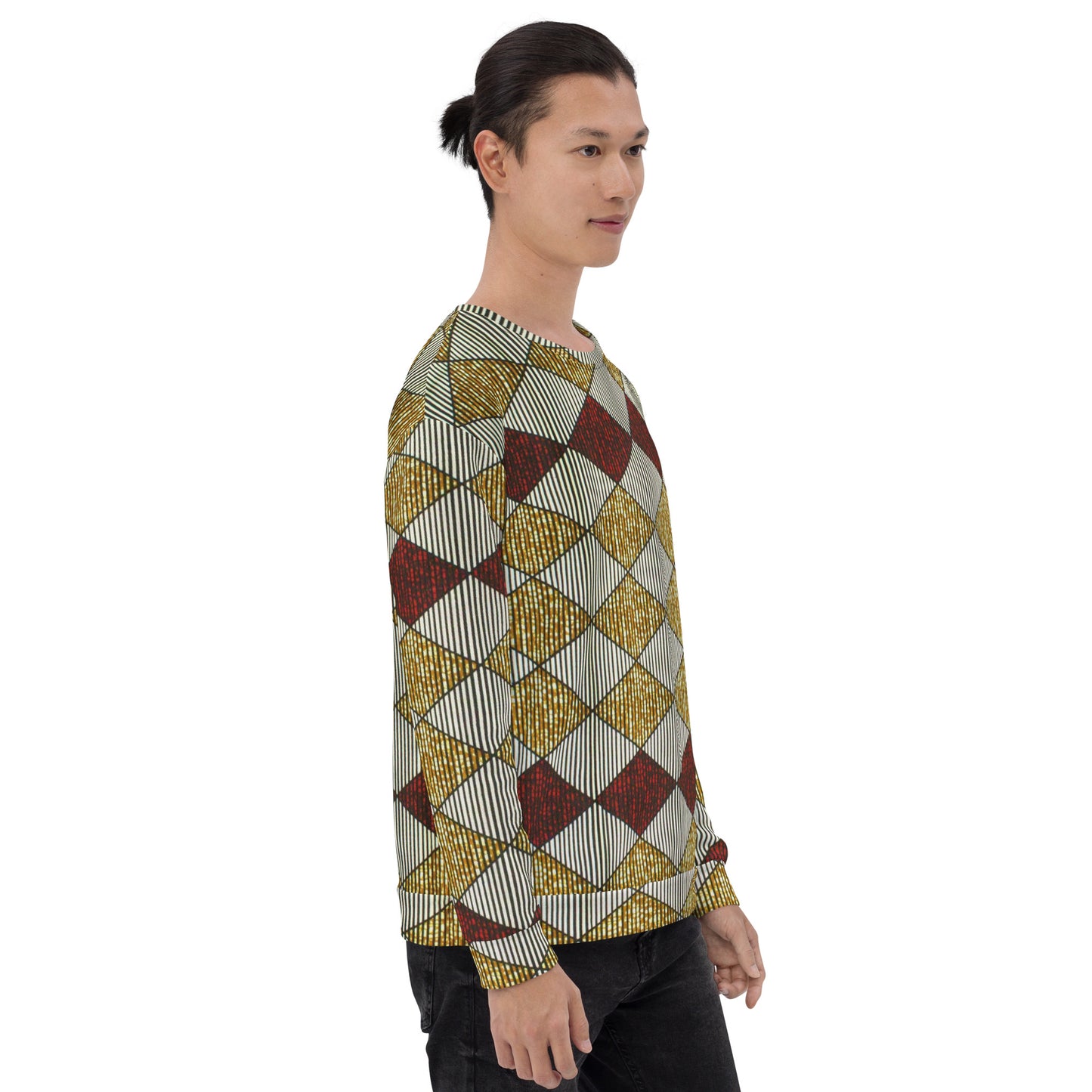 Burgundy Gold Diamond Ankara Unisex Sweatshirt