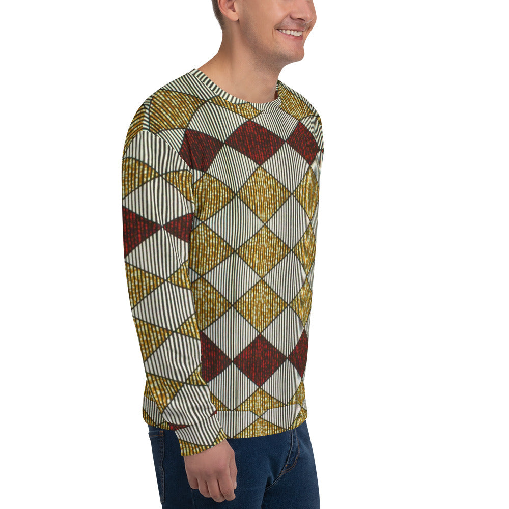 Burgundy Gold Diamond Ankara Unisex Sweatshirt