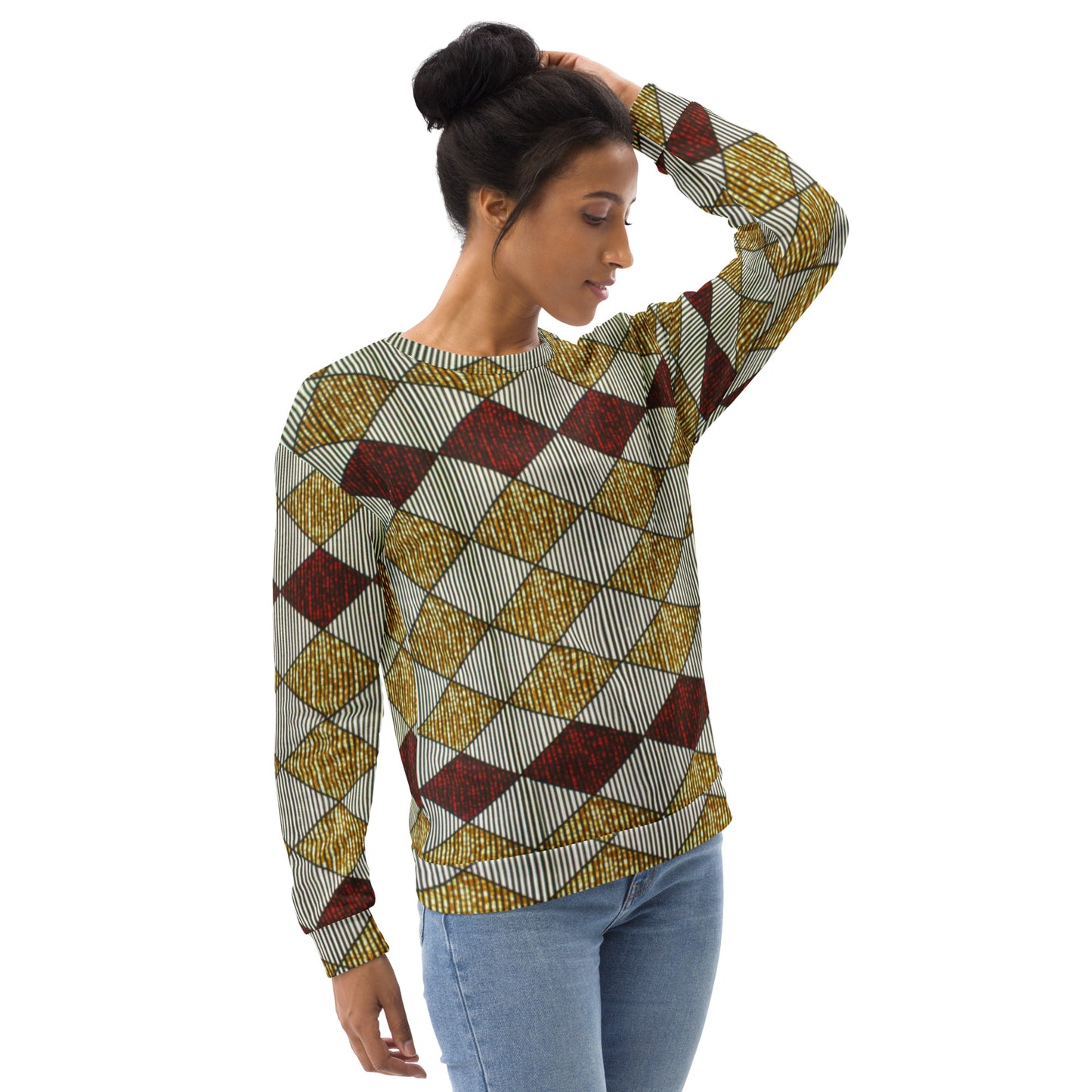 Burgundy Gold Diamond Ankara Unisex Sweatshirt