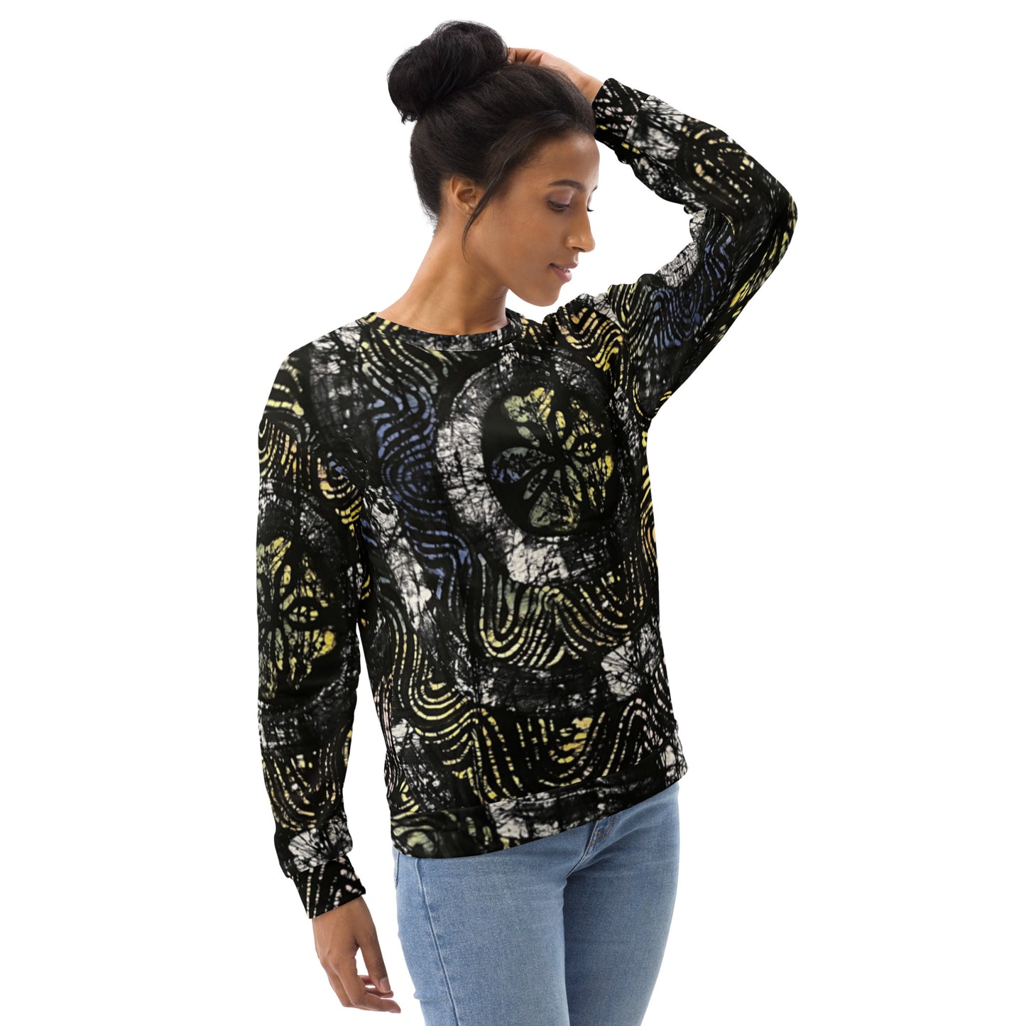 Circles And Swirls Indigo Adire Unisex Sweatshirt