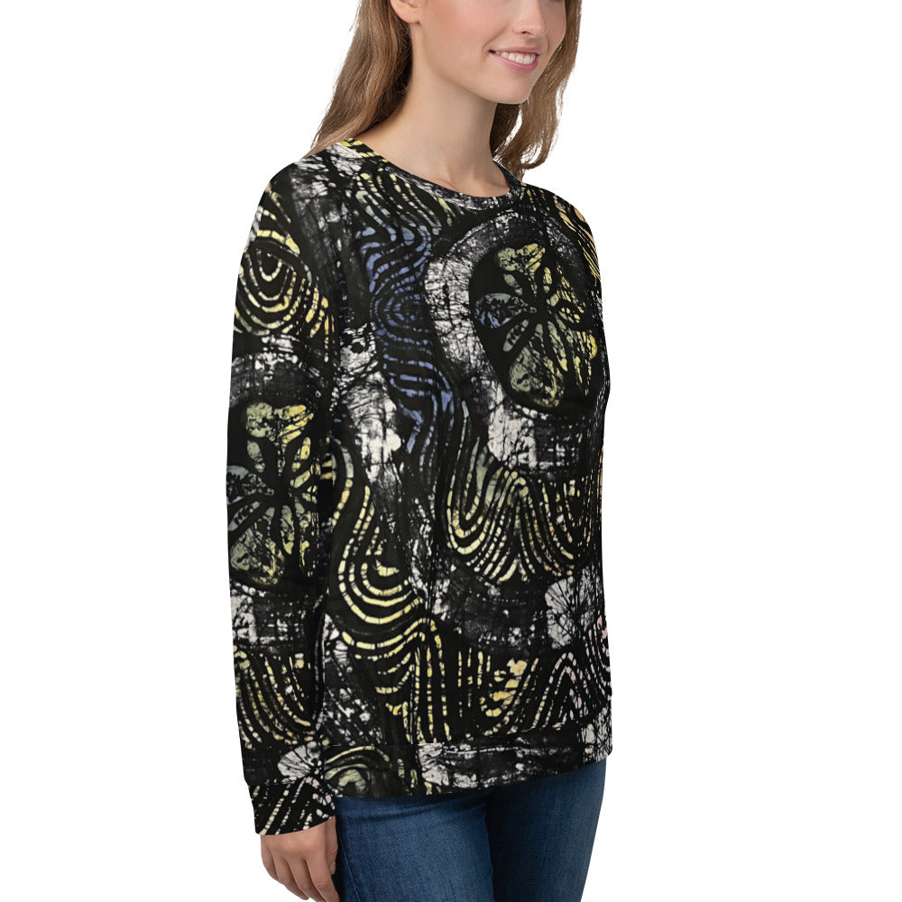 Circles And Swirls Indigo Adire Unisex Sweatshirt