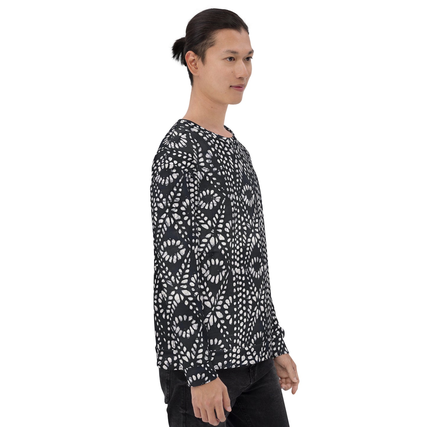 Black And White Nigerian Abstract Aztec Print Adire Unisex Sweatshirt