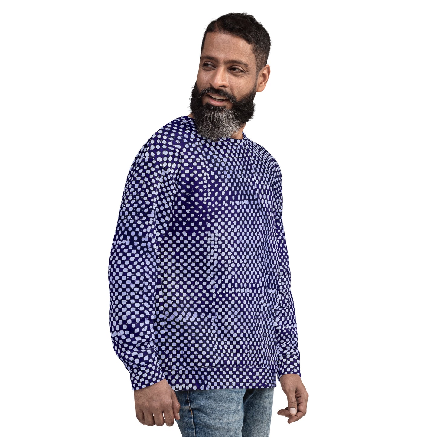 Purple And White Polka Dots Adire Unisex Sweatshirt