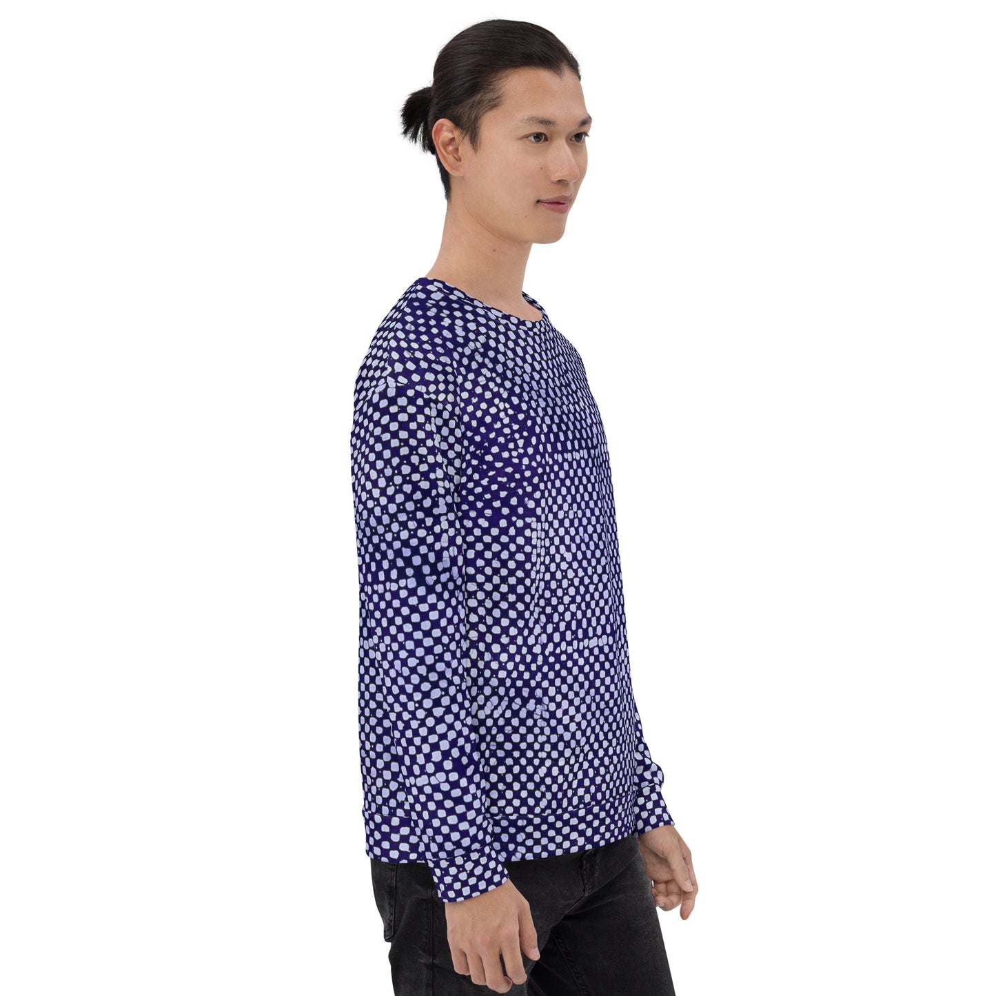 Purple And White Polka Dots Adire Unisex Sweatshirt