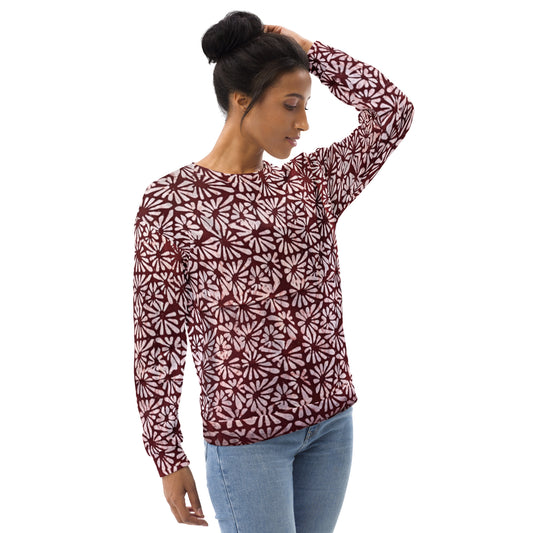 Red Abstract Adire Unisex Sweatshirt