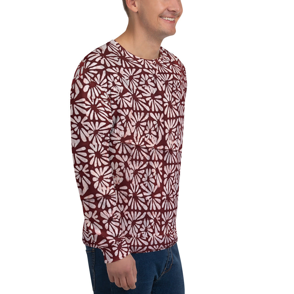 Red Abstract Adire Unisex Sweatshirt