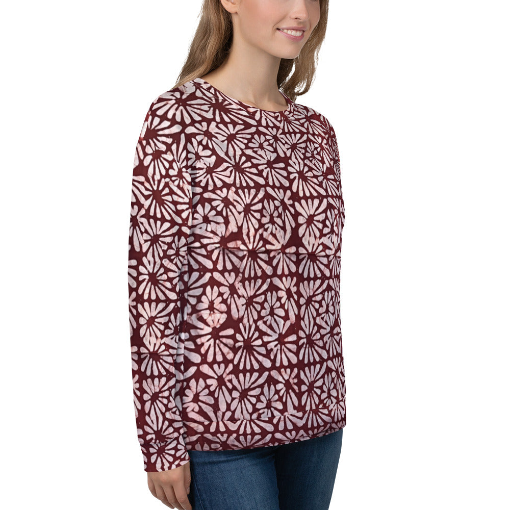 Red Abstract Adire Unisex Sweatshirt