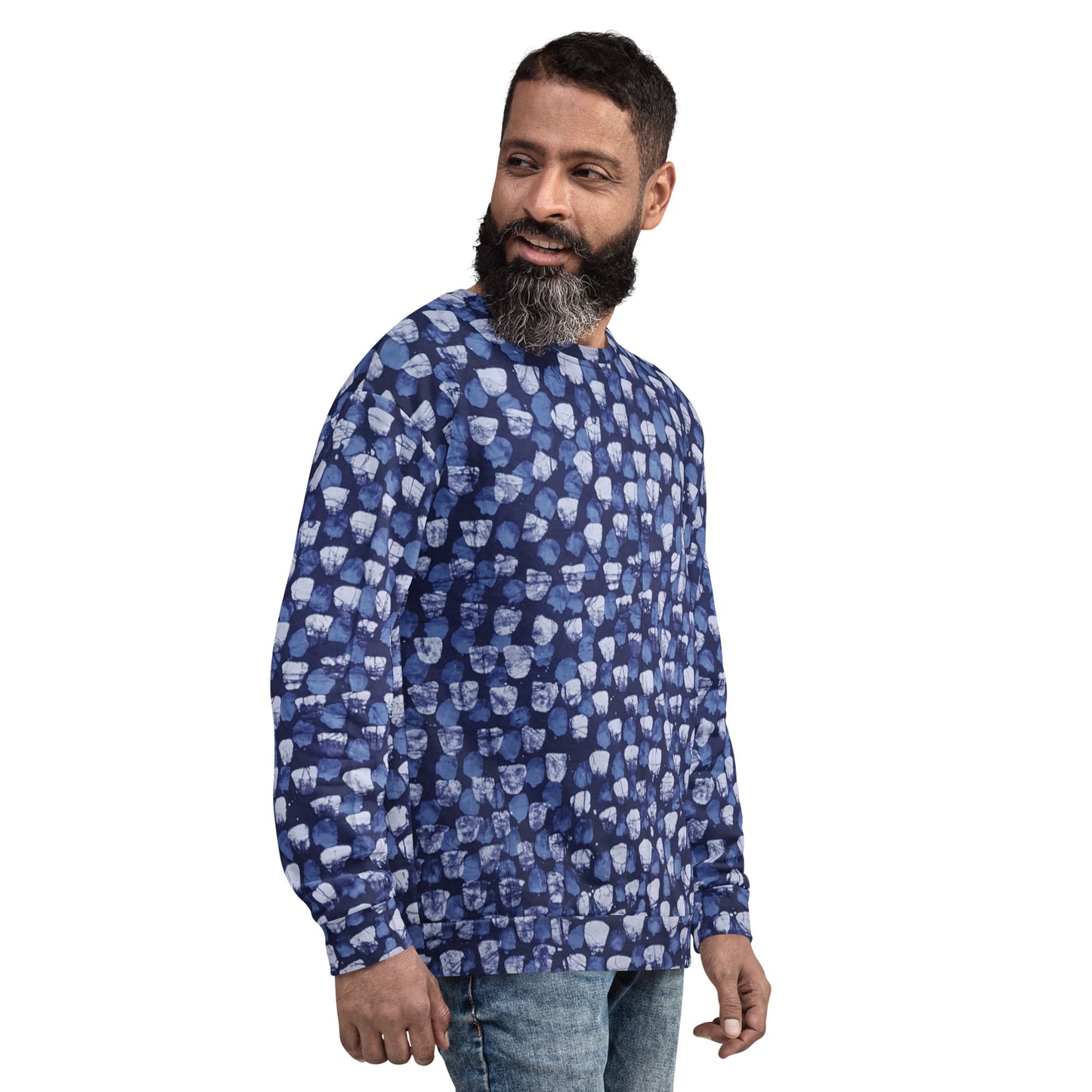 Blue Dotted Adire Unisex Sweatshirt