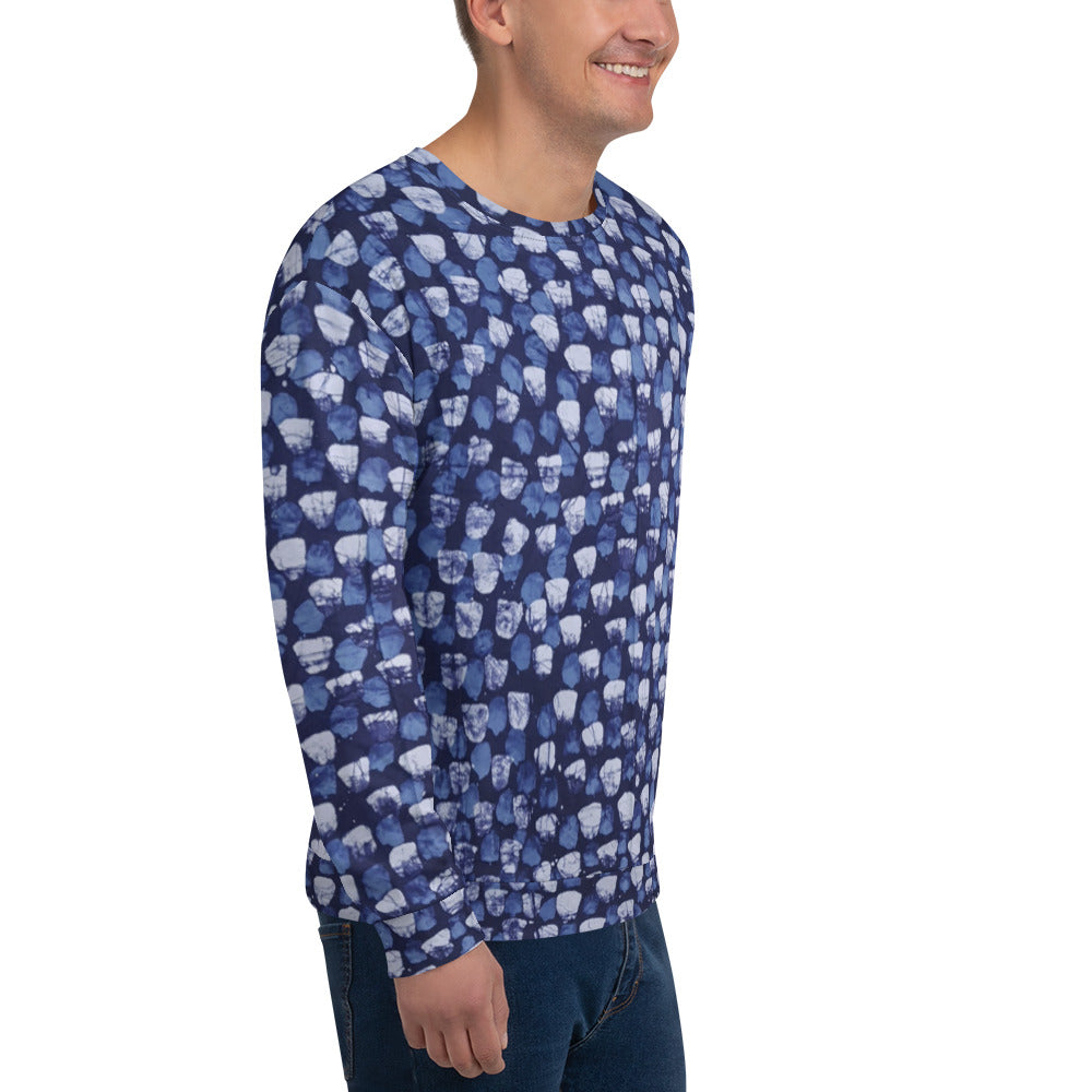 Blue Dotted Adire Unisex Sweatshirt