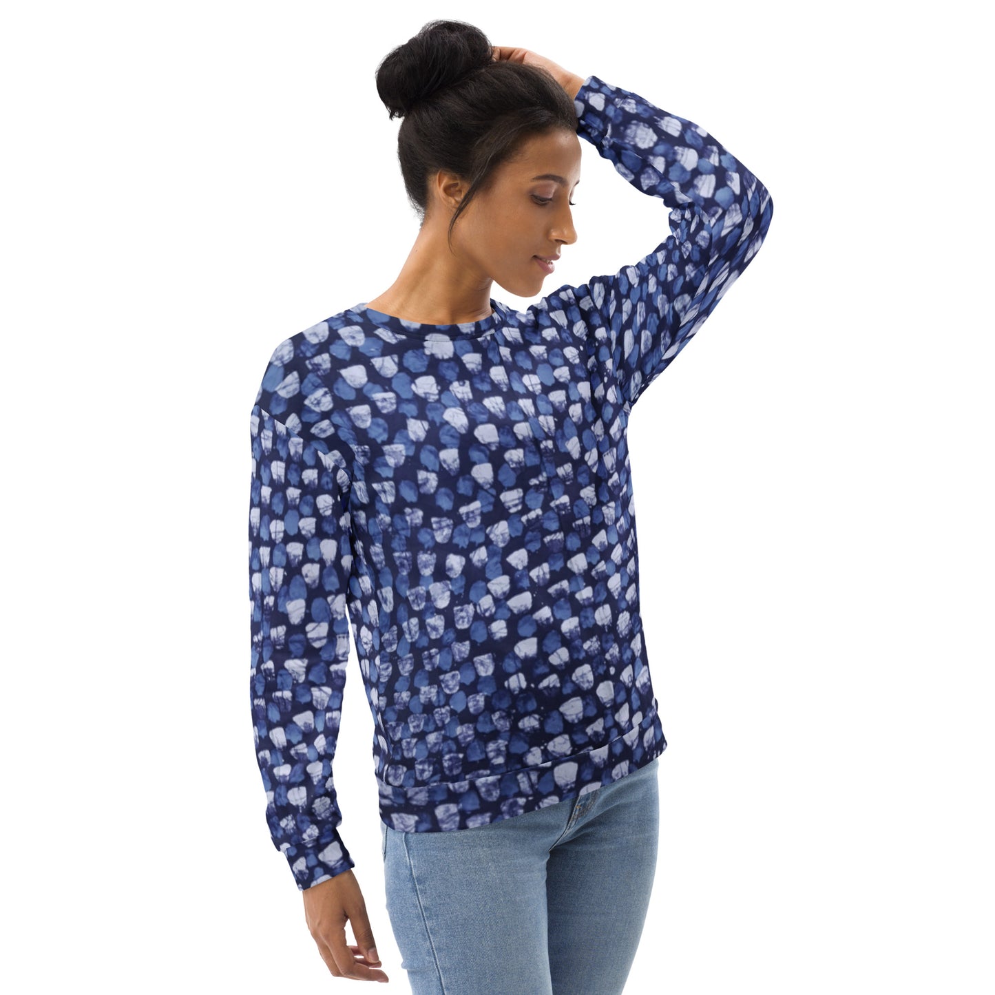 Blue Dotted Adire Unisex Sweatshirt