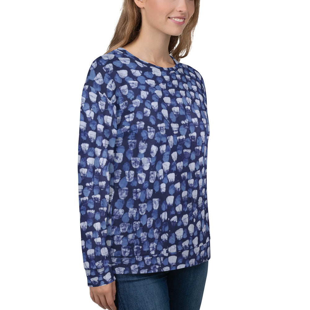 Blue Dotted Adire Unisex Sweatshirt