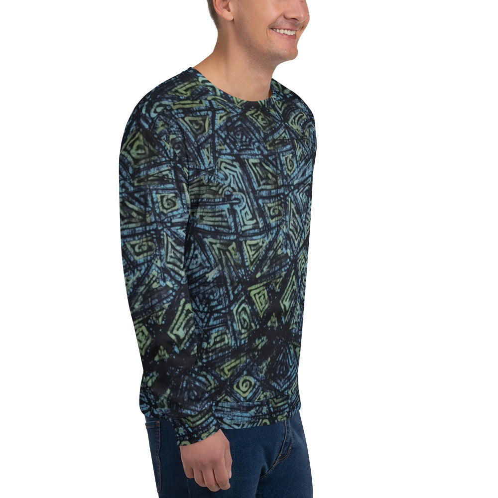 Blue Dotted Adire Unisex Sweatshirt