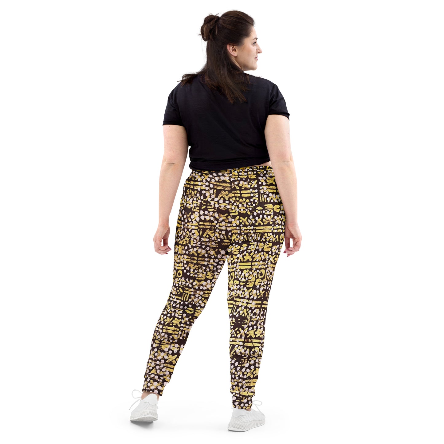 Yellow Brown Noughts And Crosses Adire Women's Joggers