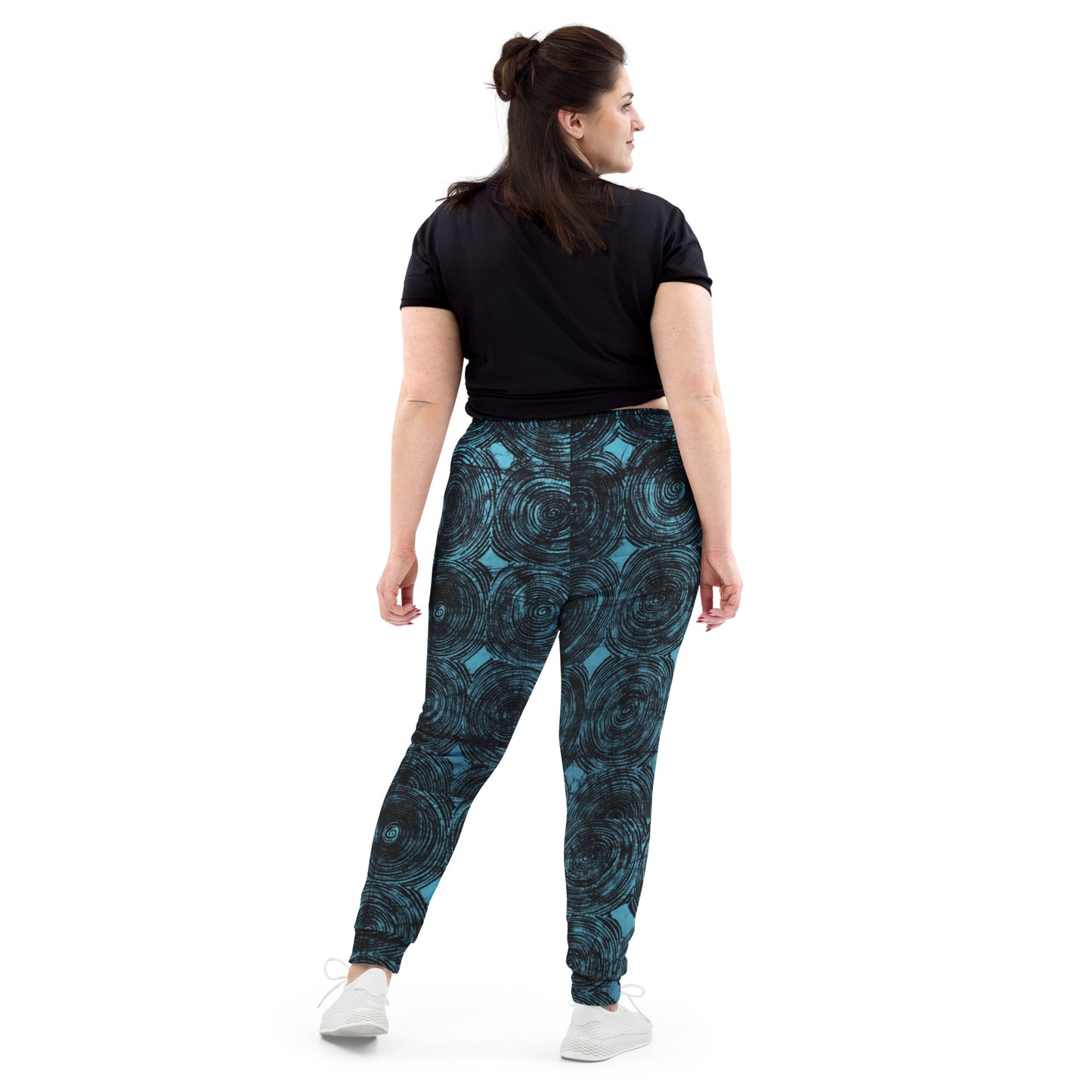 Turquoise And Black Swirl Adire Women's Joggers