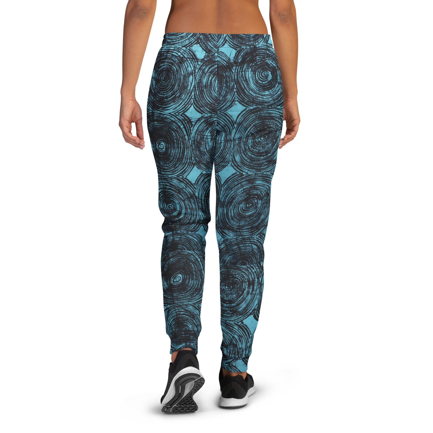 Turquoise And Black Swirl Adire Women's Joggers