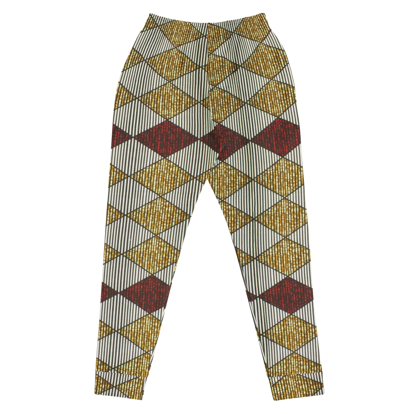 Burgundy Gold Diamond Ankara Women's Joggers