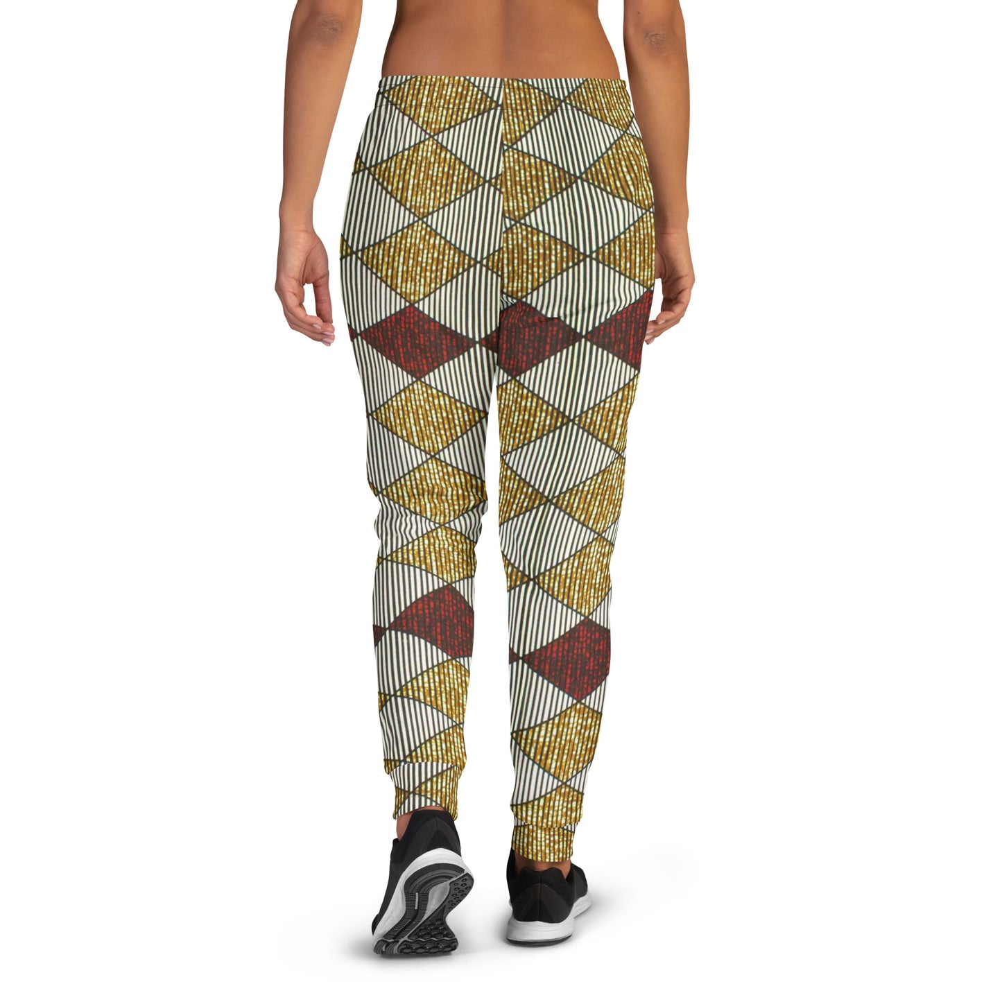 Burgundy Gold Diamond Ankara Women's Joggers