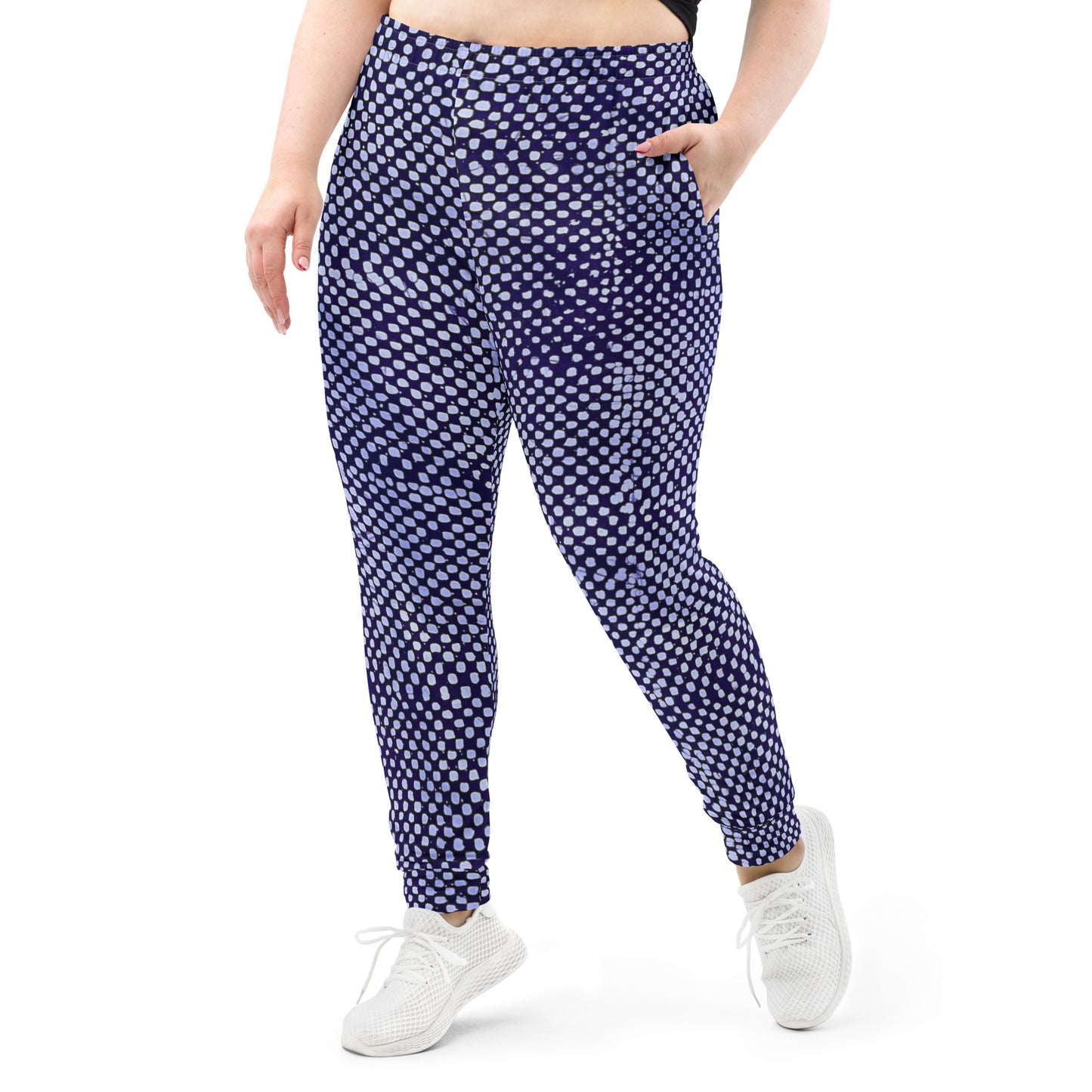 Purple And White Polka Dots Adire Women's Joggers