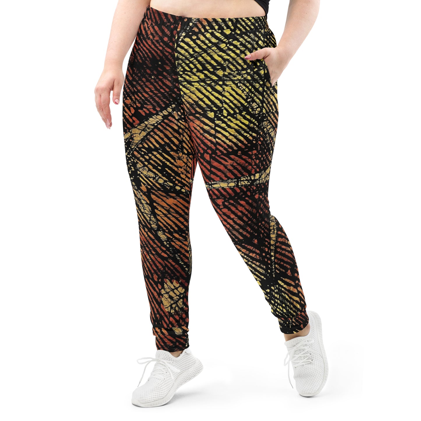 Yellow Orange Stripes Aztec Ankara Women's Joggers