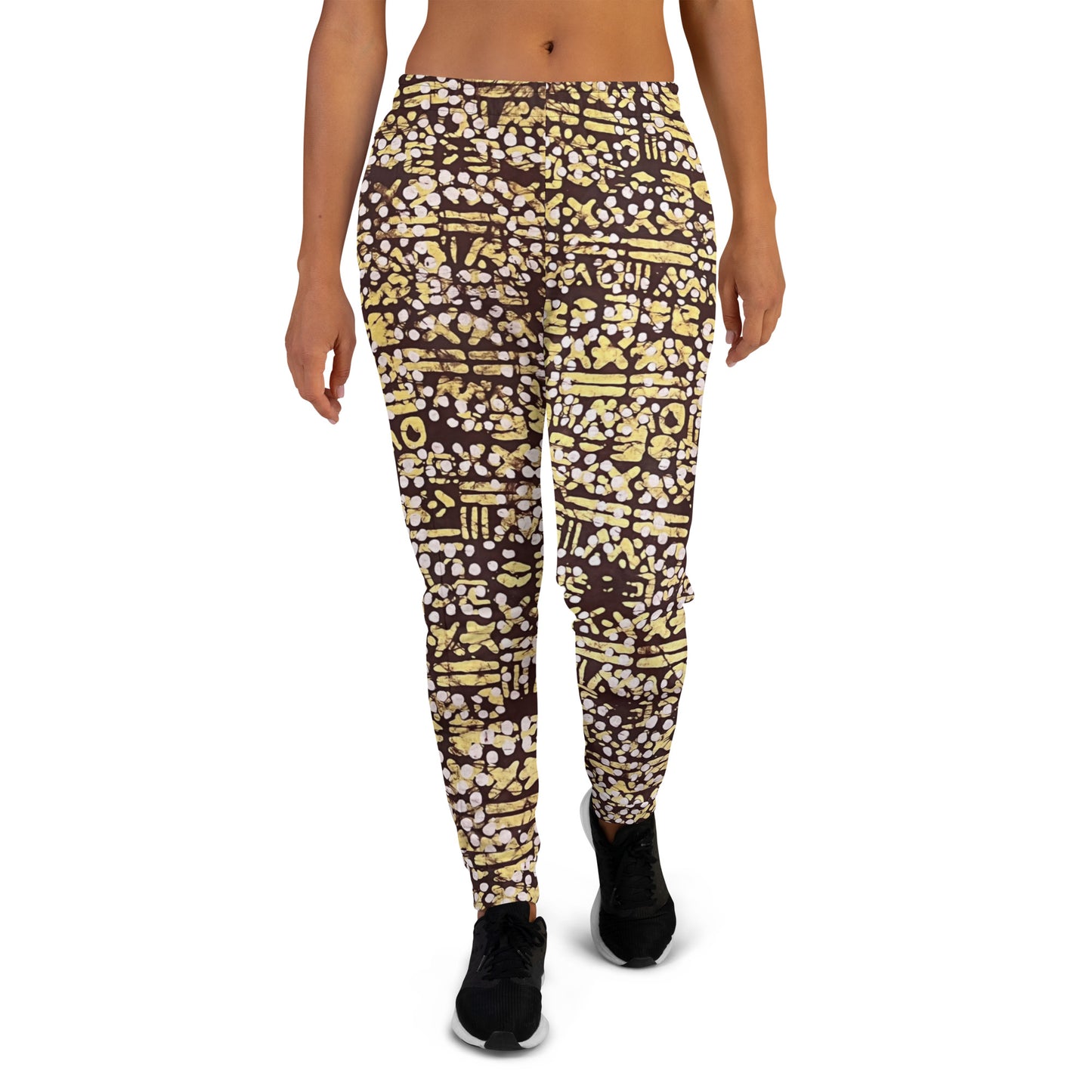 Yellow Brown Noughts And Crosses Adire Women's Joggers