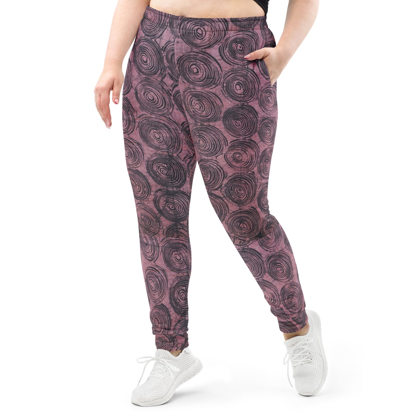 Pink And Black Swirl Adire Women's Joggers