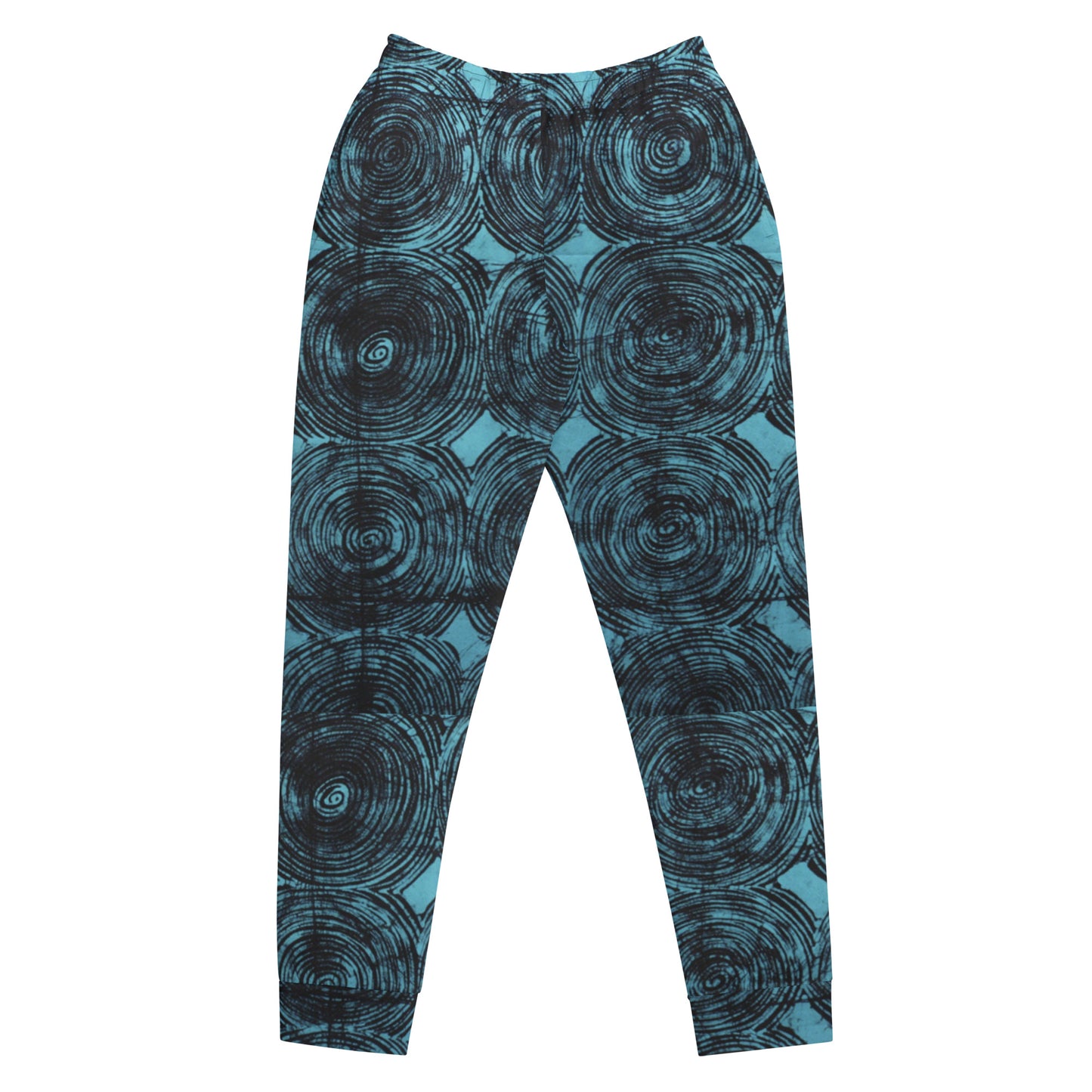 Turquoise And Black Swirl Adire Women's Joggers