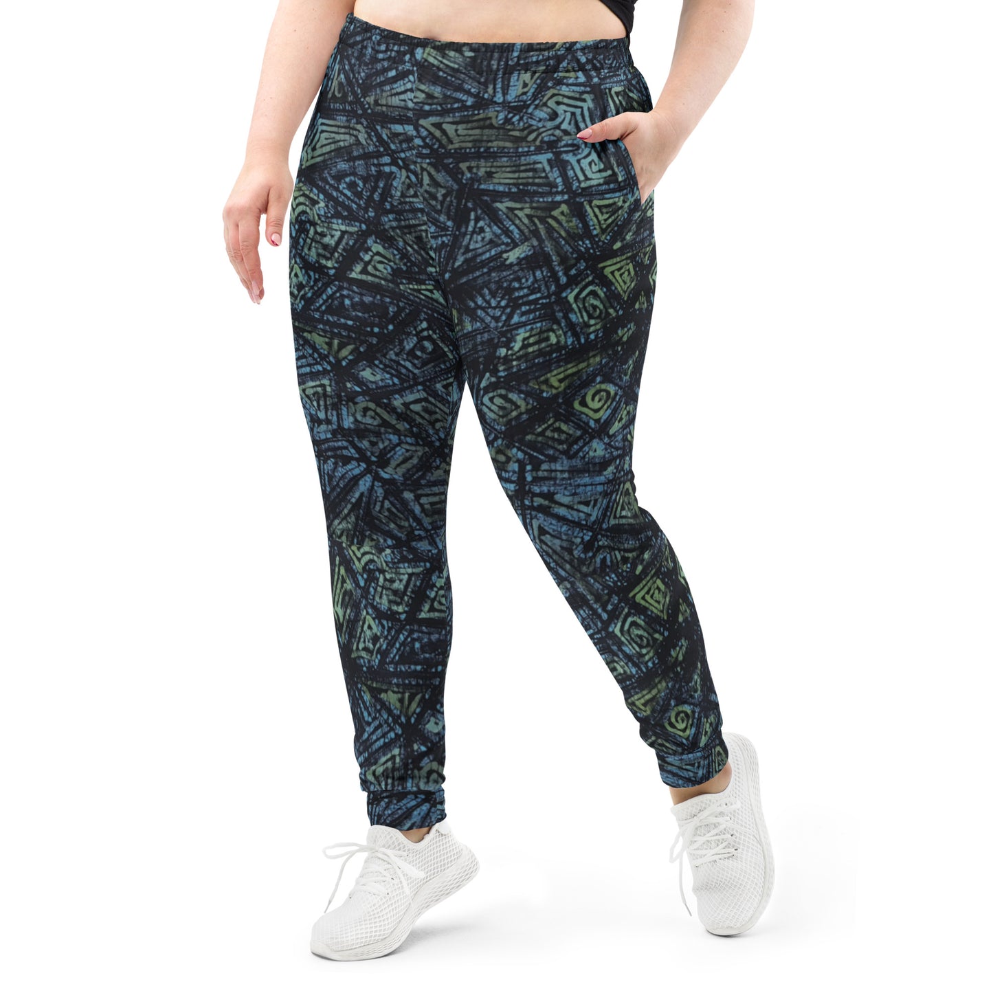 Indigo Green Turquoise Adire Women's Joggers